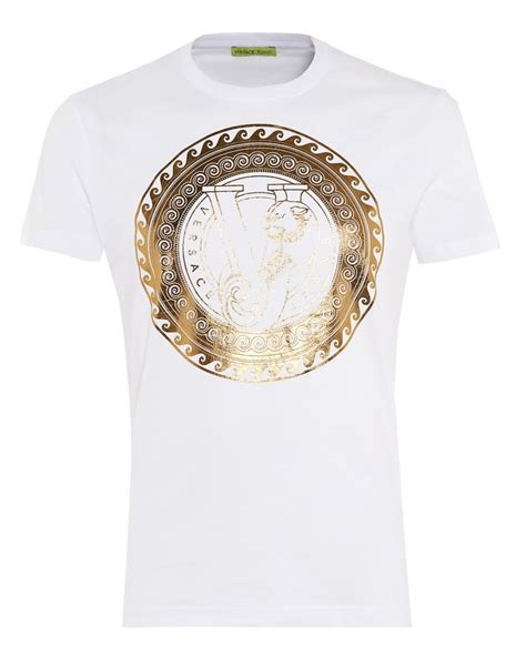 versace t shirt weiß gold|versace long sleeve t shirt.